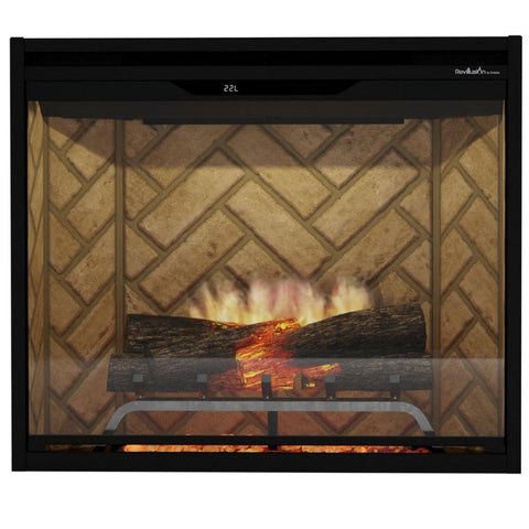 NEW! Dimplex Revillusion® 36-Inch Built-In Electric Fireplace - Herringbone Backer Panels - REV36-HB | 500005735