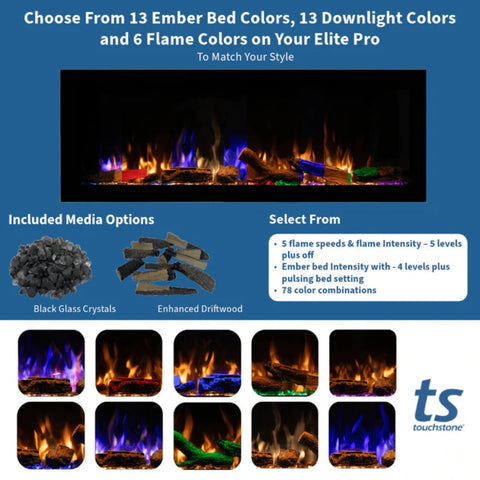 Image of Touchstone Sideline Elite Pro 60-inch Black Smart Electric Fireplace | 80058