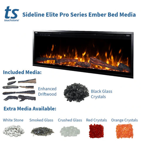 Image of Touchstone Sideline Elite Pro 72-inch Black Smart Electric Fireplace | 80059