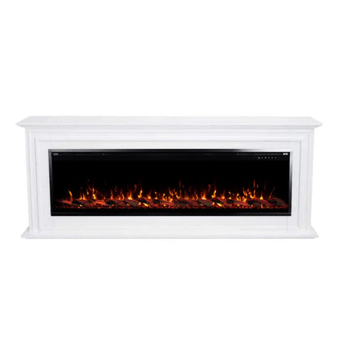 Image of Touchstone Sideline Elite Pro 60-inch White semi-gloss MDF Smart Electric Fireplace with Encase Surround Mantel | 91014