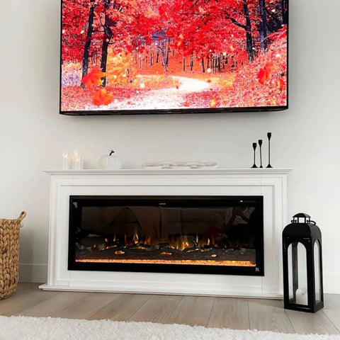 Image of Touchstone Sideline Elite Pro 60-inch White semi-gloss MDF Smart Electric Fireplace with Encase Surround Mantel | 91014
