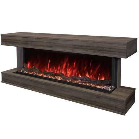 Image of Modern Flames Driftwood Grey Finish LPM-8016 Premium Wall Mounted Cabinet | WMC-80LPM-DW