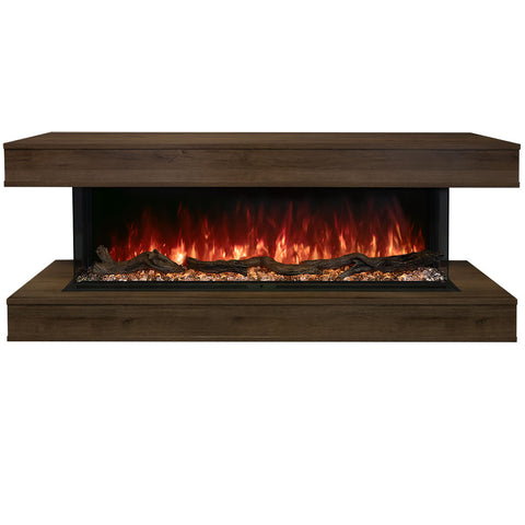 Image of Modern Flames Weathered Walnut Finish LPM-6816 Premium Wall Mounted Cabinet | WMC-68LPM-WW