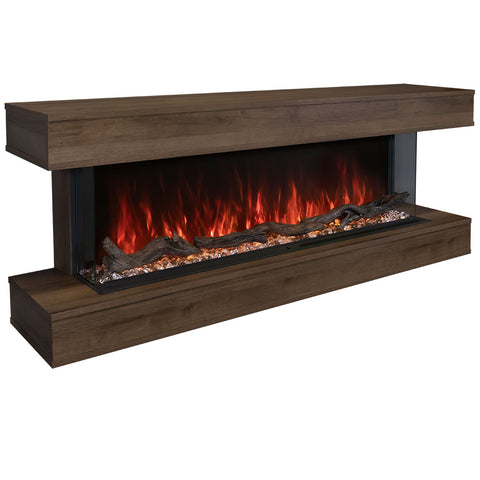 Image of Modern Flames Weathered Walnut Finish LPM-4416 Premium Wall Mounted Cabinet | WMC-44LPM-WW