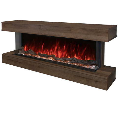 Image of Modern Flames Weathered Walnut Finish LPM-4416 Premium Wall Mounted Cabinet | WMC-44LPM-WW