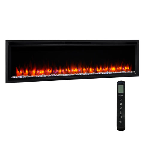 Image of SimpliFire Allusion Platinum 60" Wall Mount/Recessed Linear Electric Fireplace | SF-ALLP60-BK
