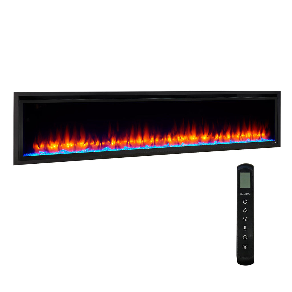 SimpliFire Allusion Platinum 72" Wall Mount/Recessed Linear Electric Fireplace | SF-ALLP72-BK