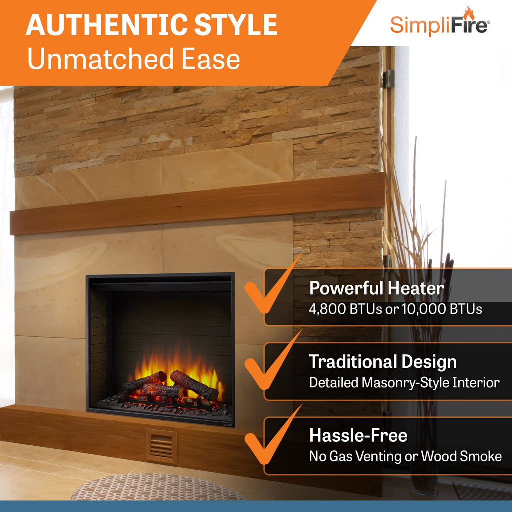 SimpliFire 36" Built-In Electric Fireplace | SF-BI36-EB