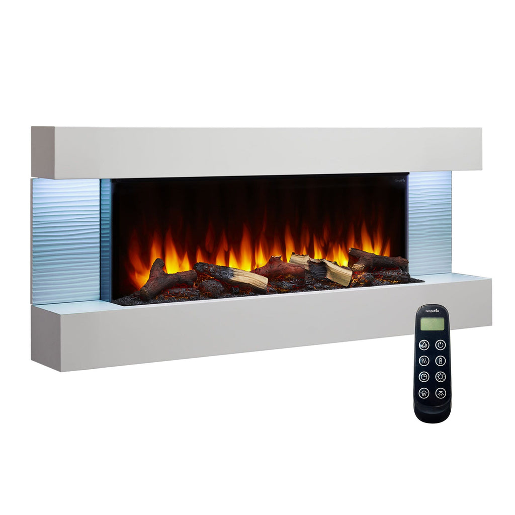 SimpliFire Format 50" Floating Mantel Wall Mount Linear Electric Fireplace | SF-FM50-WH