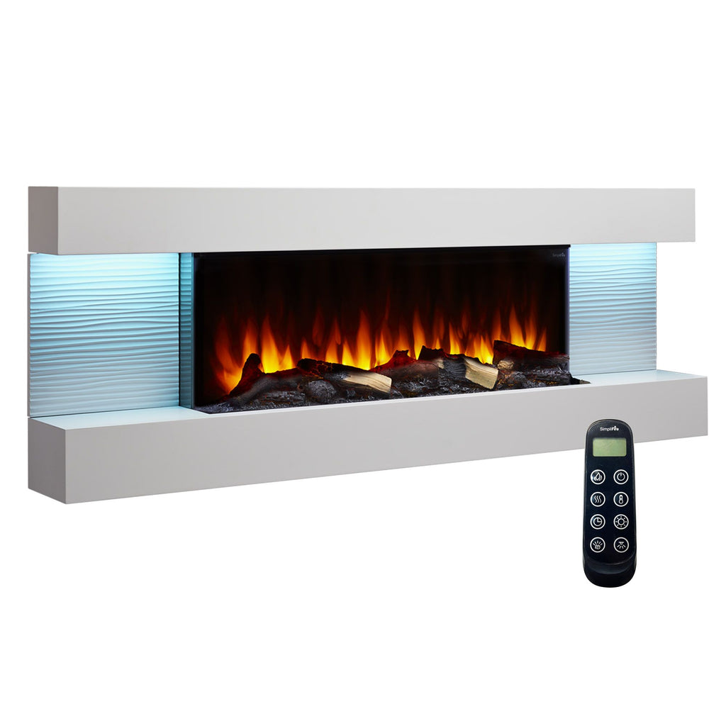 SimpliFire Format 60" Floating Mantel Wall Mount Linear Electric Fireplace | SF-FM60-WH