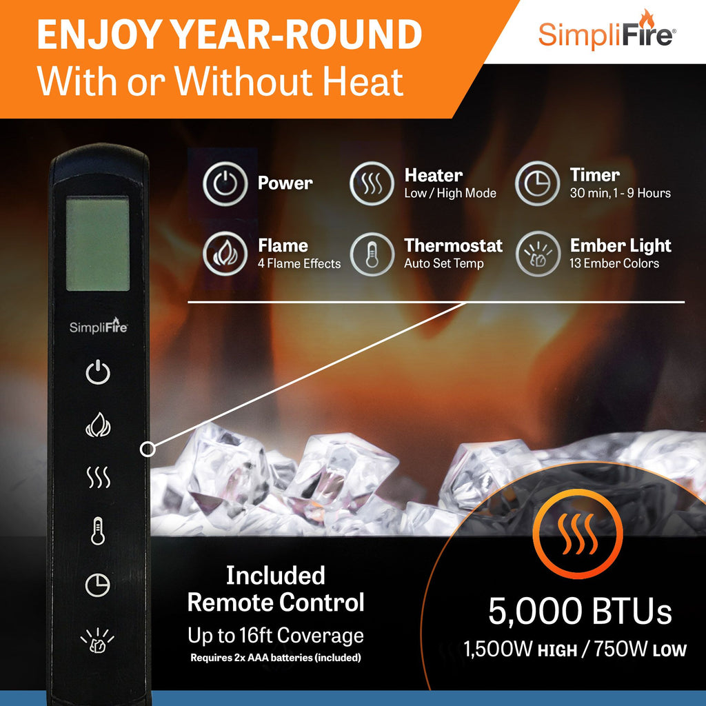 SimpliFire 43” Scion Trinity Electric Fireplace | SF-SCT43-BK