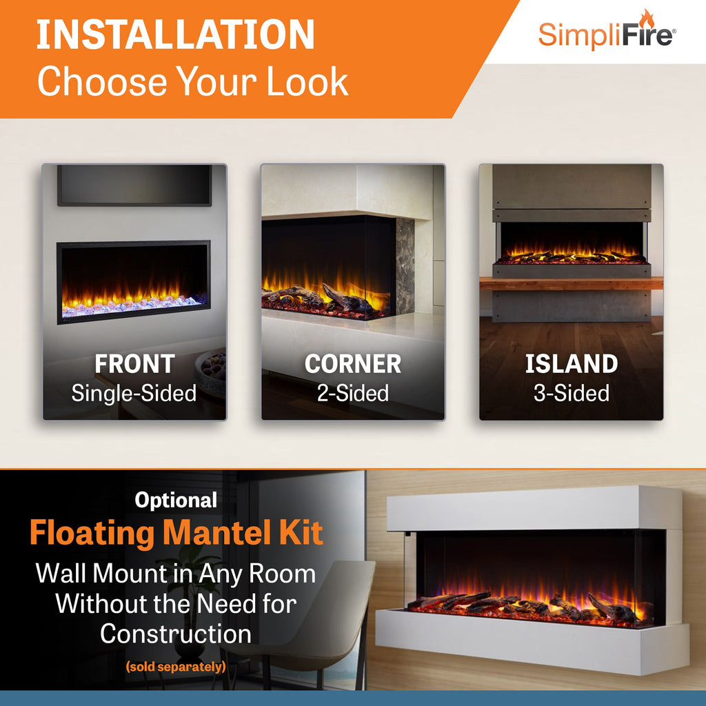 SimpliFire 43” Scion Trinity Electric Fireplace | SF-SCT43-BK