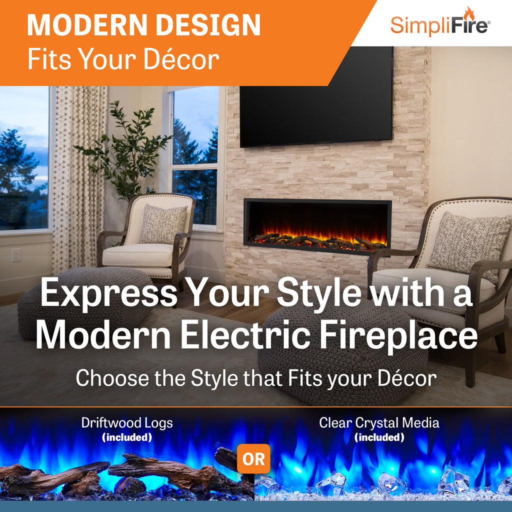 SimpliFire Scion 55" Built-In Linear Electric Fireplace | SF-SC55-BK