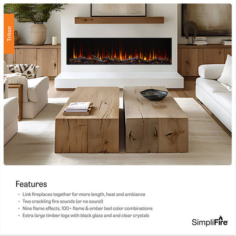 Image of SimpliFire Triton 78-Inch Multi-View Smart Electric Fireplace | SF-TR78