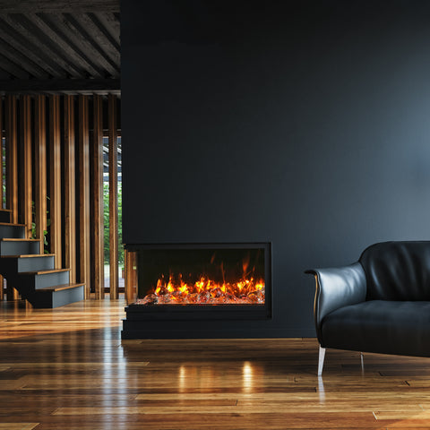 Amantii Tru-View Slim 40" Indoor/Outdoor Built-In 3-Sided Glass Smart Electric Fireplace | 40-TRV-SLIM