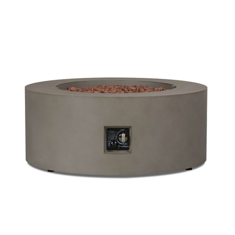 Image of Real Flame Aegean Round Propane or Natural Gas Fire Pit Table | C9815LP-MGRY