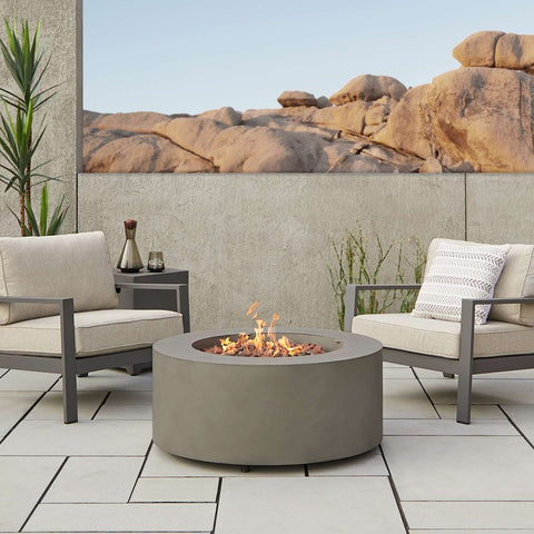 Real Flame Aegean Round Propane or Natural Gas Fire Pit Table | C9815LP-MGRY