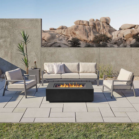 Image of Real Flame Aegean 50" Rectangle Propane or Natural Gas Fire Pit Table | C9813LP-BLK