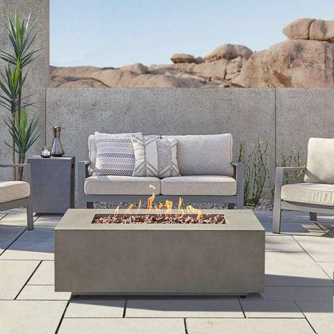 Image of Real Flame Aegean 50" Rectangle Propane or Natural Gas Fire Pit Table | C9813LP-MGRY