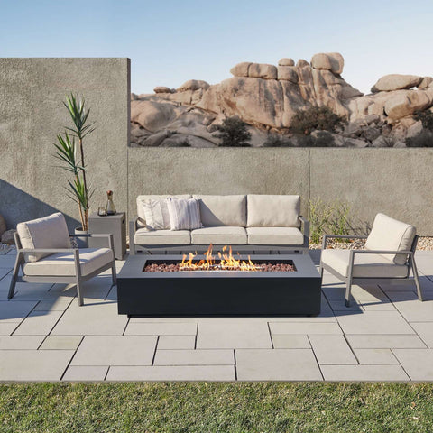 Real Flame Aegean 70" Rectangle Propane or Natural Gas Fire Pit Table | C9814LP-BLK