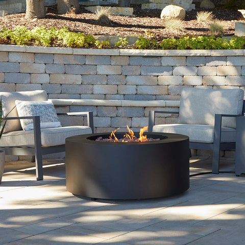Real Flame Aegean Round Propane or Natural Gas Fire Pit Table | C9815LP-BLK