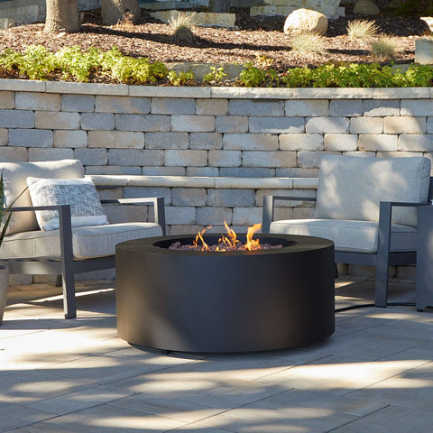 Image of Real Flame Aegean Round Propane or Natural Gas Fire Pit Table | C9815LP-BLK