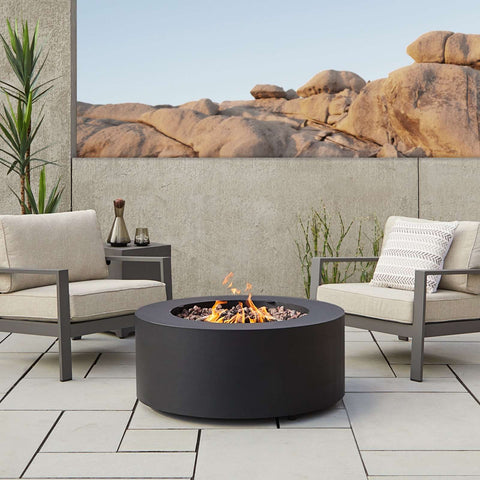 Image of Real Flame Aegean Round Propane or Natural Gas Fire Pit Table | C9815LP-BLK