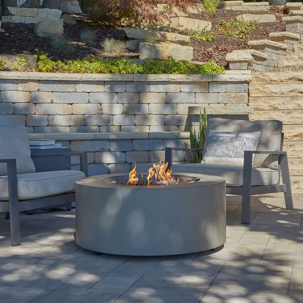 Real Flame Aegean Round Propane or Natural Gas Fire Pit Table | C9815LP-WSLT