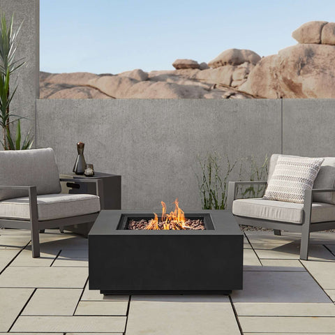 Image of Real Flame Aegean Square Propane or Natural Gas Fire Pit Table | C9812LP-BLK