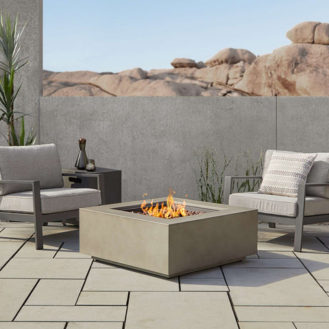Image of Real Flame Aegean Square Propane or Natural Gas Fire Pit Table | C9812LP-MGRY