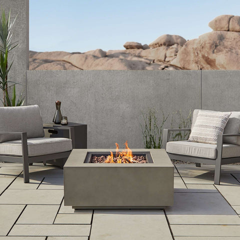 Image of Real Flame Aegean Square Propane or Natural Gas Fire Pit Table | C9812LP-MGRY