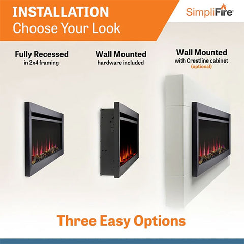Image of SimpliFire 60" Allusion Slim Wall Mount / Built-In Electric Fireplace | SF-ALLS60