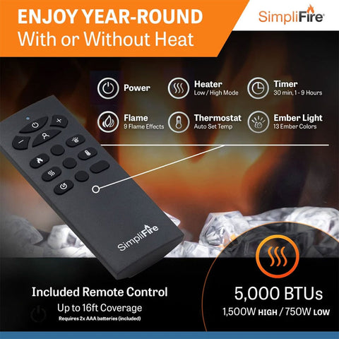 Image of SimpliFire 60" Allusion Slim Wall Mount / Built-In Electric Fireplace | SF-ALLS60