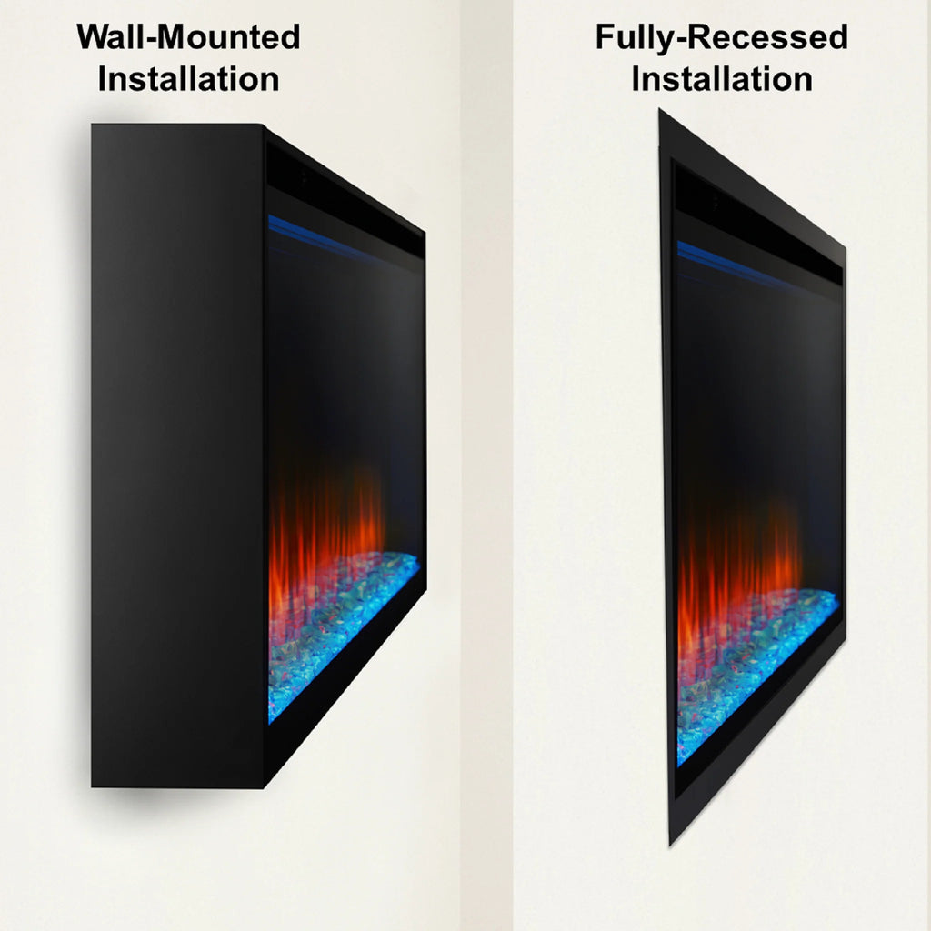 SimpliFire Allusion Platinum 50" Wall Mount/Recessed Linear Electric Fireplace | SF-ALLP50-BK