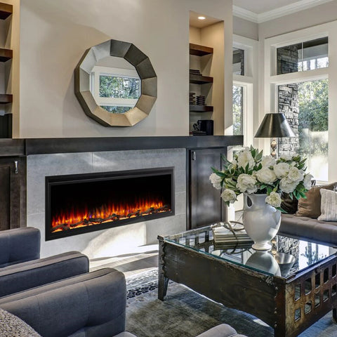 Image of SimpliFire Allusion Platinum 60" Wall Mount/Recessed Linear Electric Fireplace | SF-ALLP60-BK