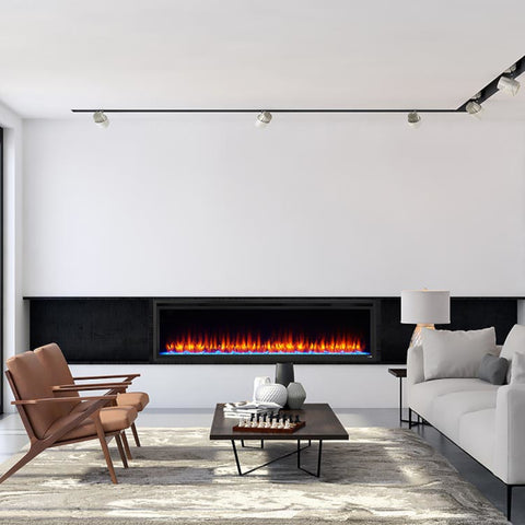 Image of SimpliFire Allusion Platinum 72" Wall Mount/Recessed Linear Electric Fireplace | SF-ALLP72-BK