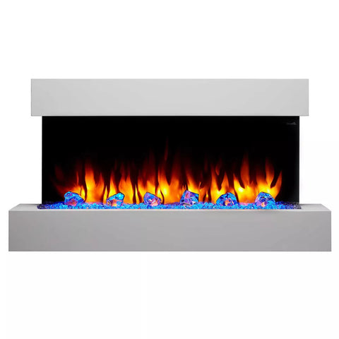 Image of SimpliFire Format 43" Floating Mantel Built-In/Wall Mount Linear Electric Fireplace | SF-FM43-WH