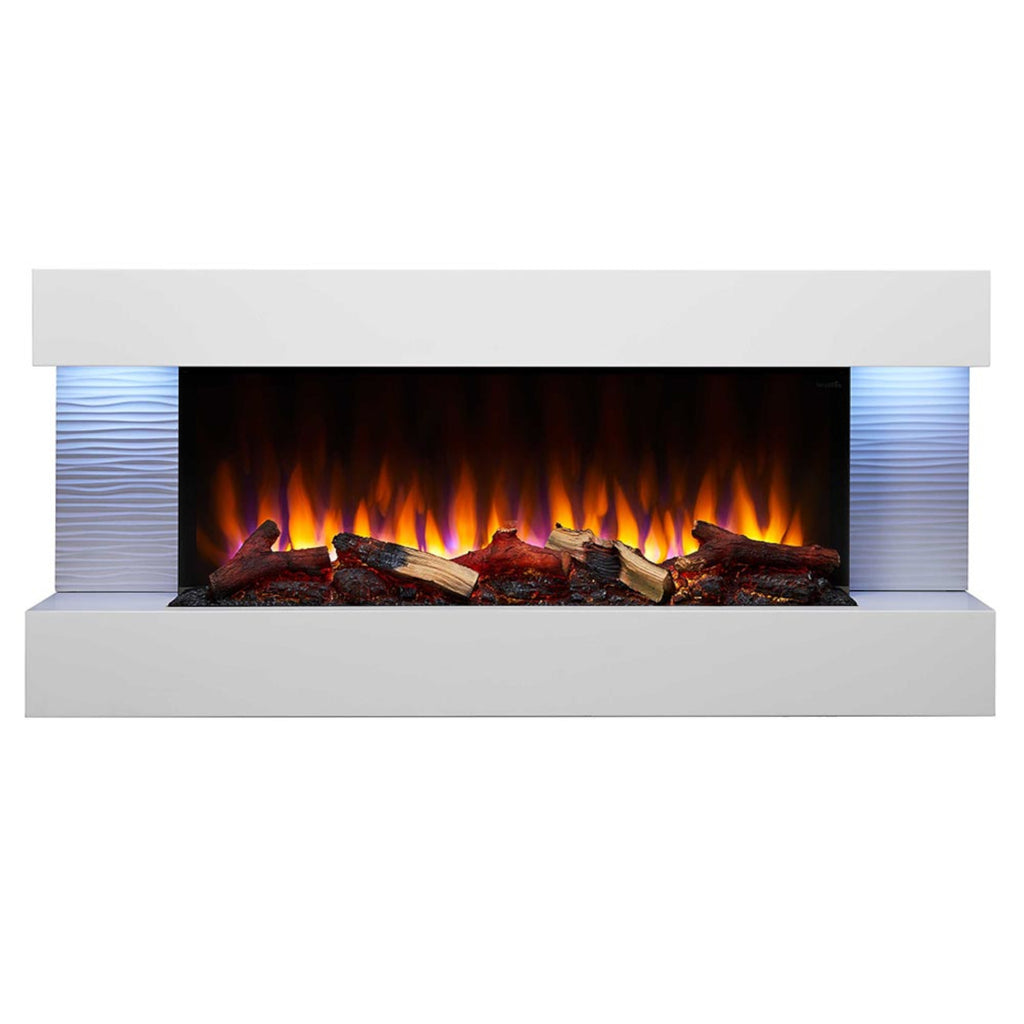 SimpliFire Format 50" Floating Mantel Wall Mount Linear Electric Fireplace | SF-FM50-WH