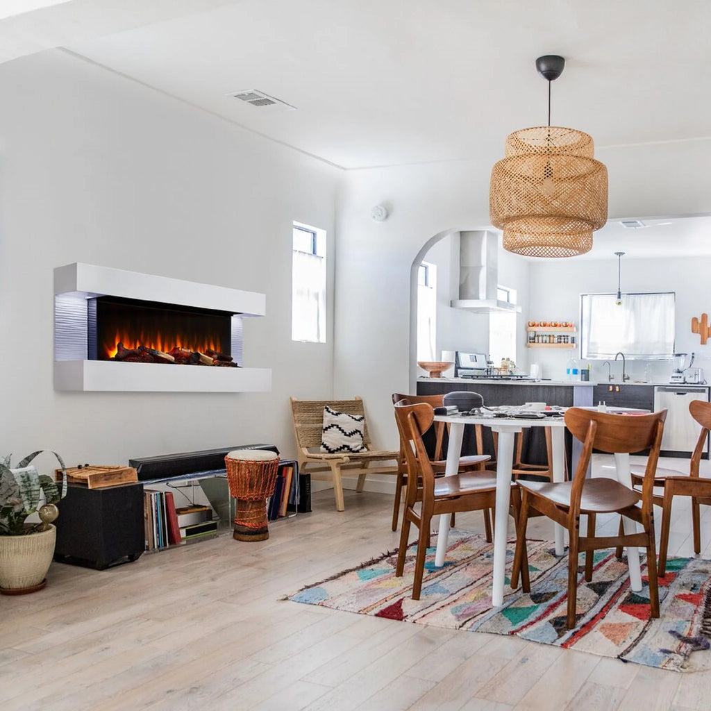 SimpliFire Format 60" Floating Mantel Wall Mount Linear Electric Fireplace | SF-FM60-WH