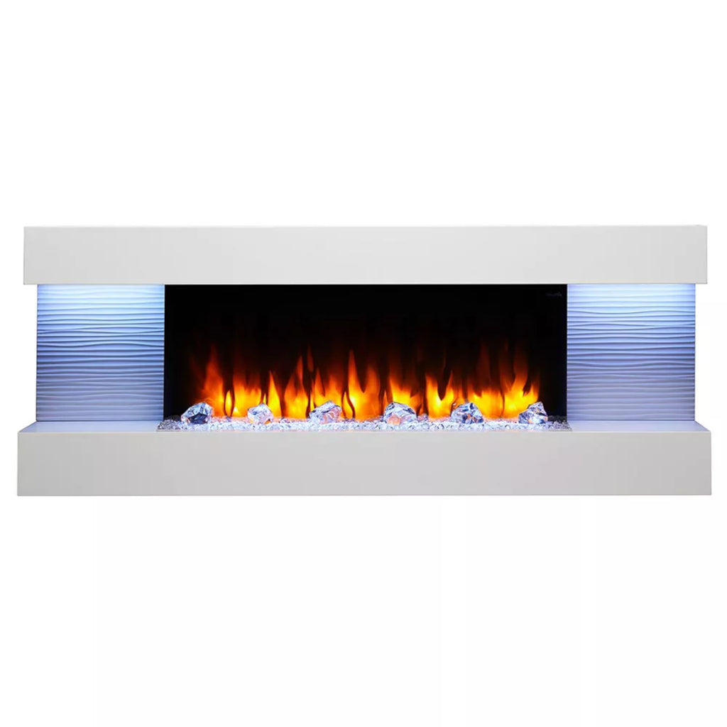 SimpliFire Format 60" Floating Mantel Wall Mount Linear Electric Fireplace | SF-FM60-WH