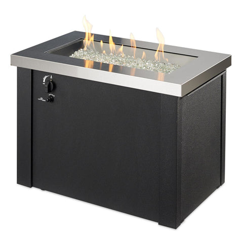 Image of The Outdoor GreatRoom Company Stainless Steel Providence Rectangular Gas Fire Pit Table | PROV-1224-SS