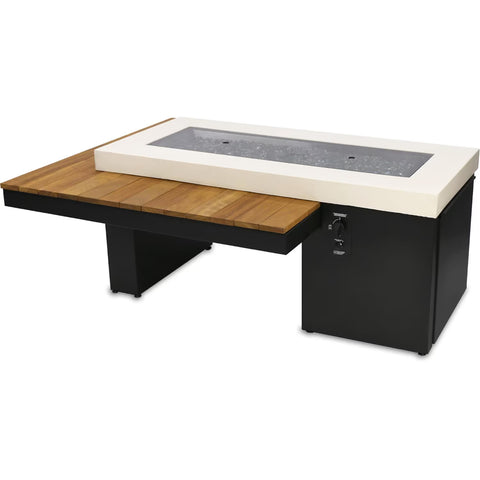 Image of The Outdoor GreatRoom Company Uptown Iroko Linear Gas Fire Pit Table | UPT-1242-IRO