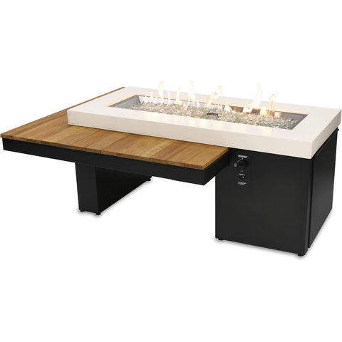 Image of The Outdoor GreatRoom Company Uptown Iroko Linear Gas Fire Pit Table | UPT-1242-IRO