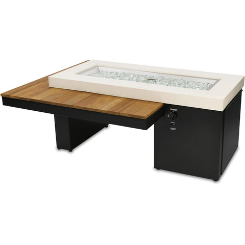 Image of The Outdoor GreatRoom Company Uptown Iroko Linear Gas Fire Pit Table | UPT-1242-IRO