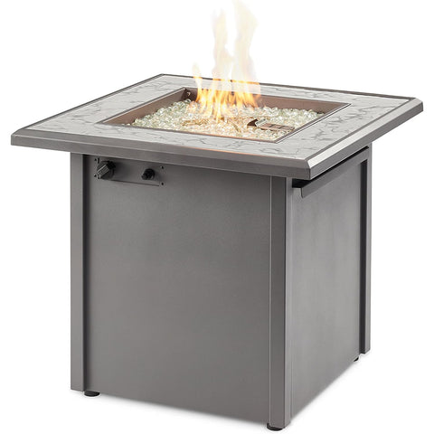 The Outdoor GreatRoom Company Vaughn Aluminum Square Gas Fire Table Grey Top with Grey Base | VGHN-GR-K