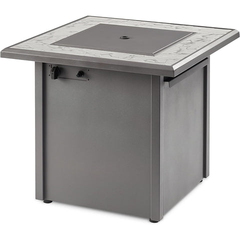 The Outdoor GreatRoom Company Vaughn Aluminum Square Gas Fire Table White Top with Grey Base | VGHN-WT-K