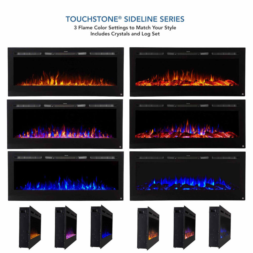 Touchstone Sideline 84" Recessed Electric Fireplace | 80043