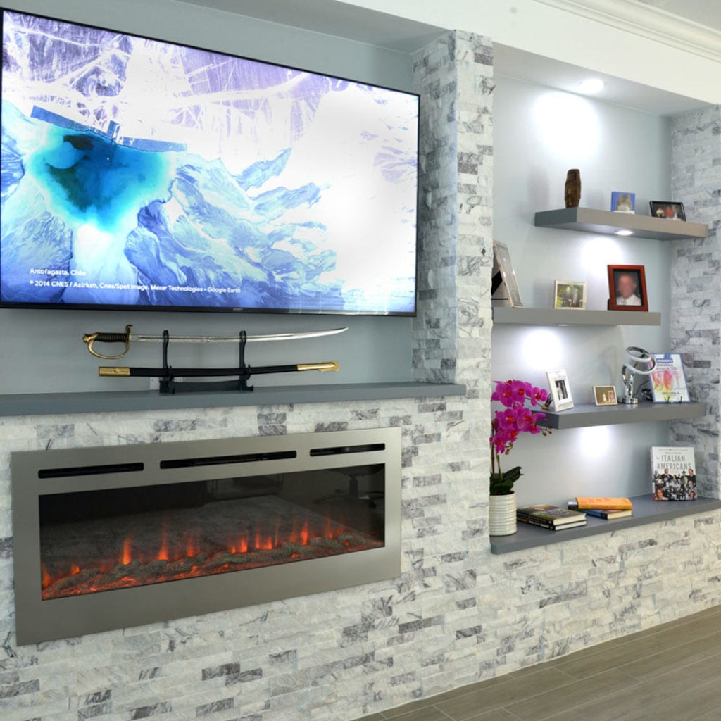 Touchstone Sideline Deluxe Stainless Steel 50" Recessed Smart Electric Fireplace | 86273