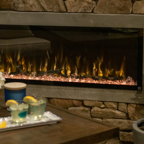 Image of Touchstone Sideline Elite 60 Inch Recessed Smart Outdoor Weatherproof Electric Fireplace | 80049