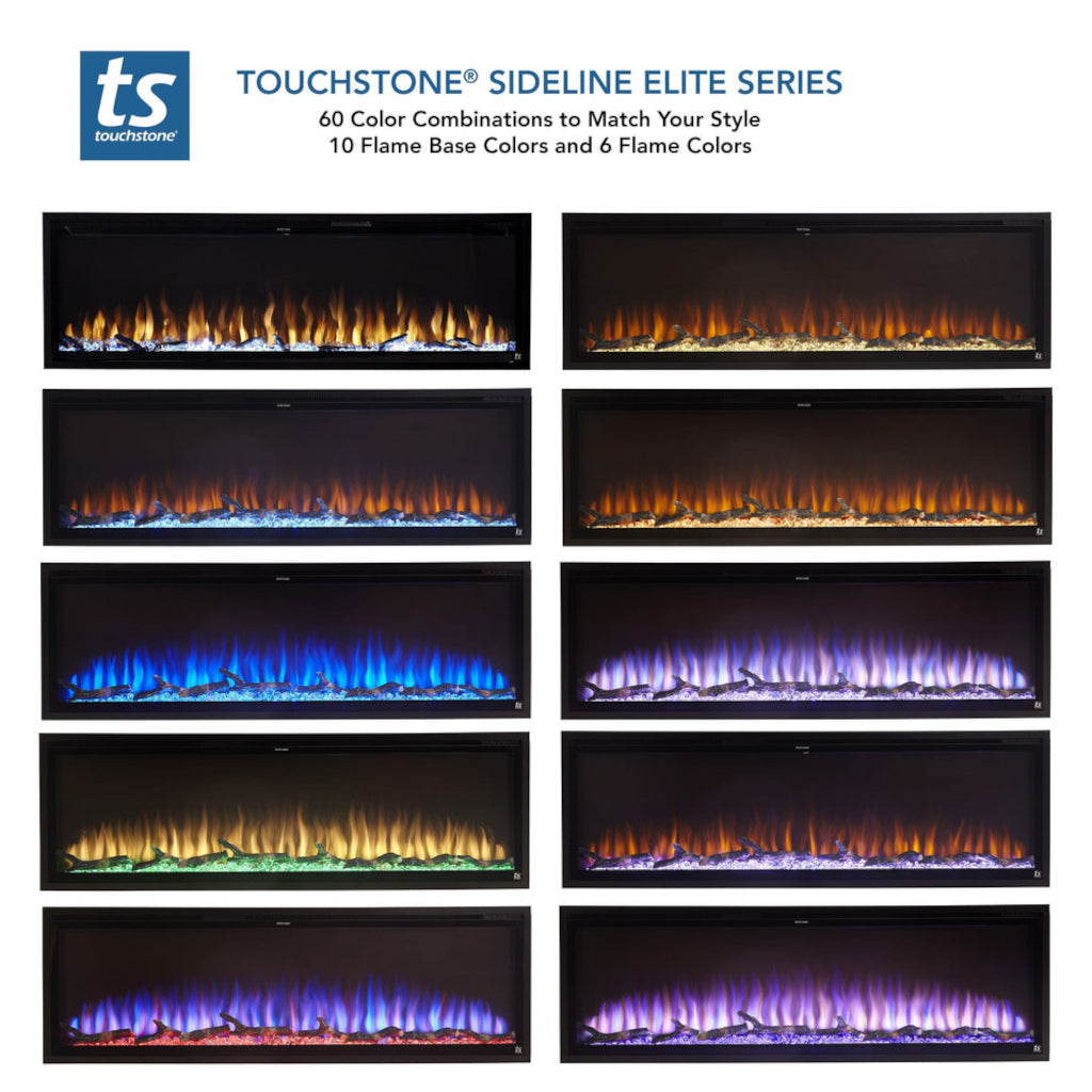 Touchstone Sideline Elite 84" Linear Flush Mount WiFi Enabled Smart Electric Fireplace - (Alexa / Google Compatible) | 80050